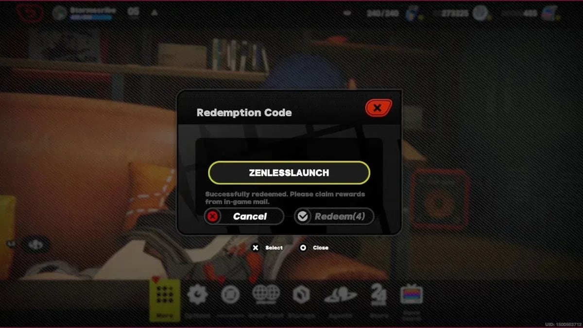 Redeem codes in Zenless Zone Zero ZZZ Redeem Screen