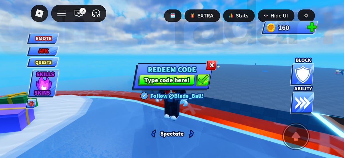 Blade Ball Codes Menu Blade Ball Redemption Menu