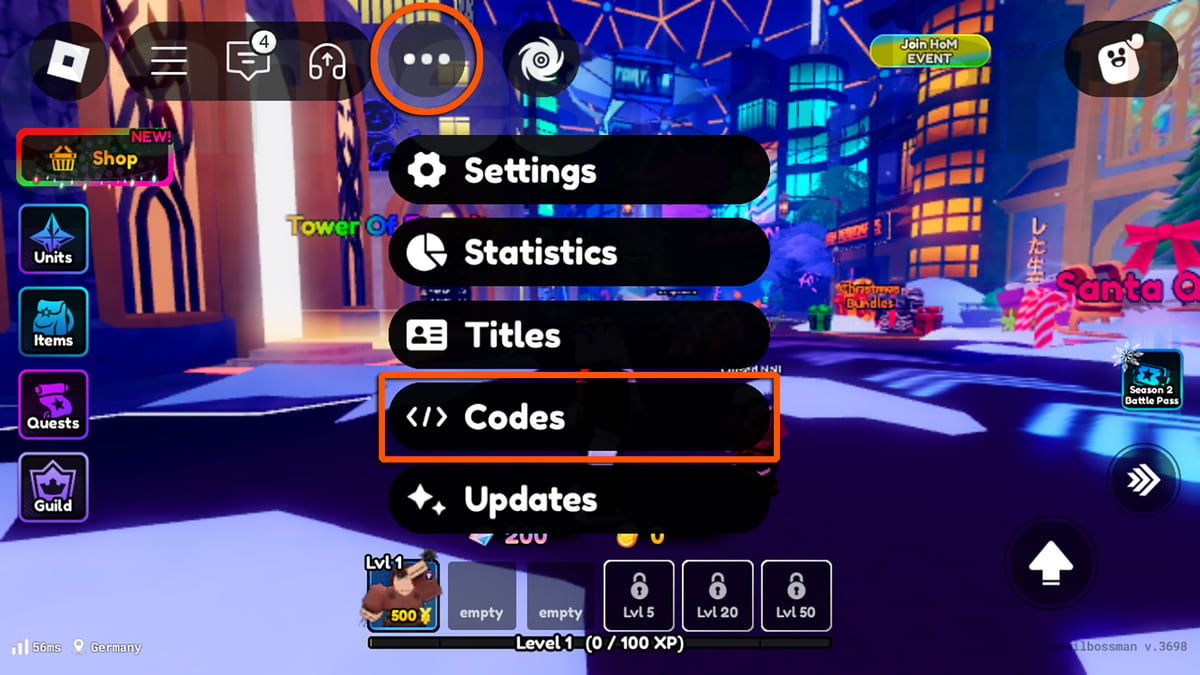 Roblox Anime Defenders codes menu Roblox Anime Defenders codes menu