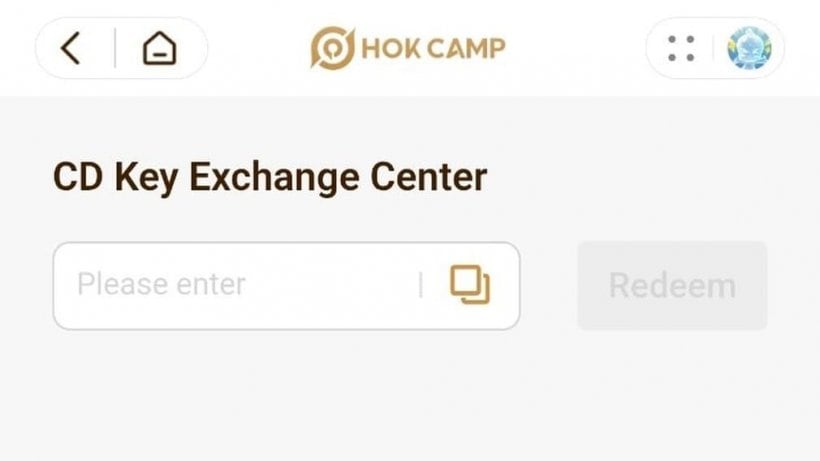 Honor of Kings redeem interface Code redemption menu