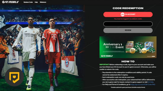 Site de resgate de FC Mobile Tela oficial de resgate de códigos de FC Mobile
