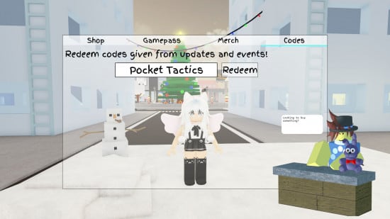 Menu de resgate de códigos em Jujutsu Shenanigans Menu de resgate de códigos