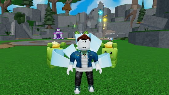 Jogador no lobby de Blox Monsters com pets Jogador no lobby de Blox Monsters com pets