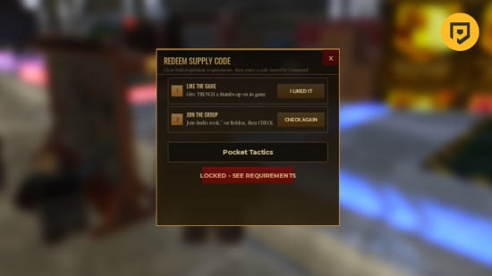 Caixa de códigos de trench decay no Roblox Menu de códigos de Trench Decay